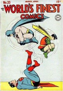 Superman, Batman and Robin do partner acro